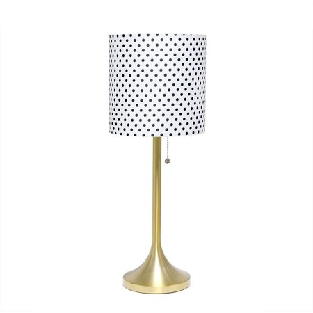LIGHTING BUSINESS Gold Tapered Table Lamp with Polka Dot Fabric Drum Shade LI2519929